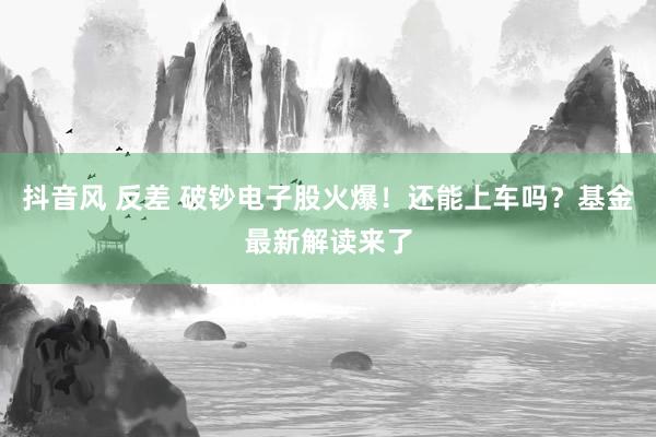 抖音风 反差 破钞电子股火爆！还能上车吗？基金最新解读来了