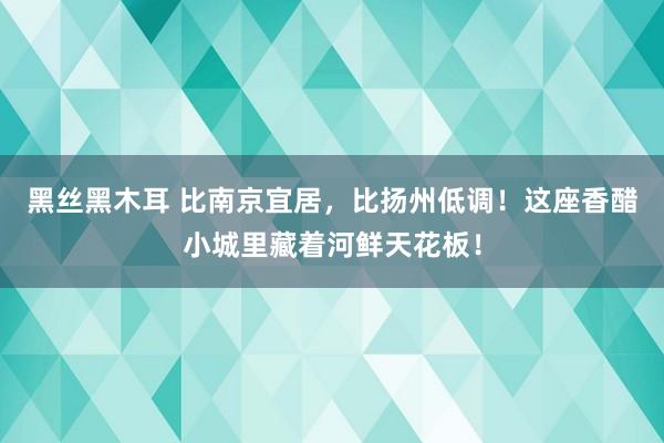 黑丝黑木耳 比南京宜居，比扬州低调！这座香醋小城里藏着河鲜天花板！