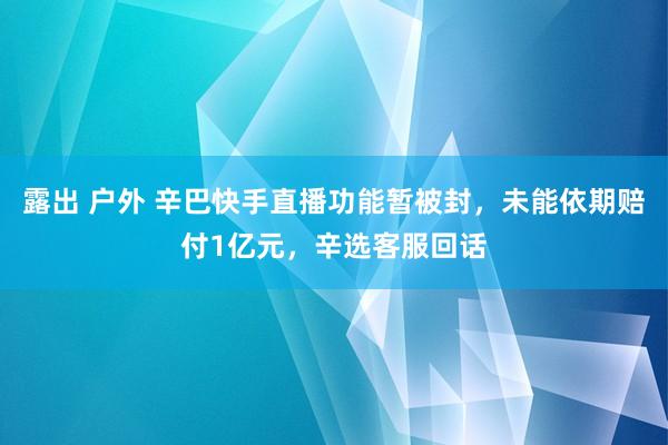 露出 户外 辛巴快手直播功能暂被封，未能依期赔付1亿元，辛选客服回话