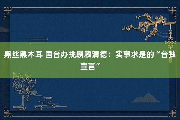 黑丝黑木耳 国台办挑剔赖清德：实事求是的“台独宣言”