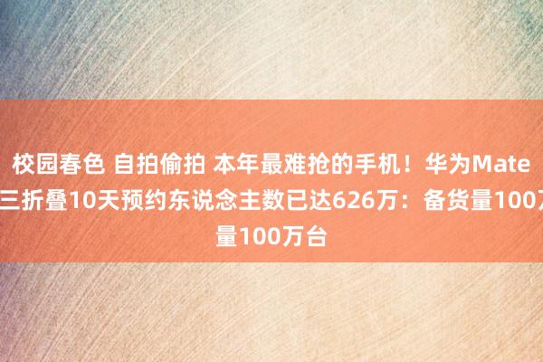 校园春色 自拍偷拍 本年最难抢的手机！华为Mate XT三折叠10天预约东说念主