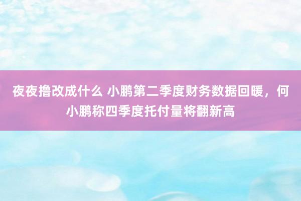 夜夜撸改成什么 小鹏第二季度财务数据回暖，何小鹏称四季度托付量将翻新高