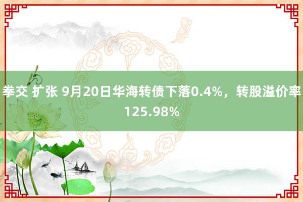 拳交 扩张 9月20日华海转债下落0.4%，转股溢价率125.98%