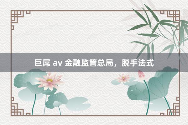 巨屌 av 金融监管总局，脱手法式