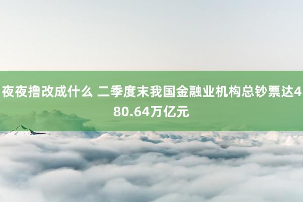 夜夜撸改成什么 二季度末我国金融业机构总钞票达480.64万亿元