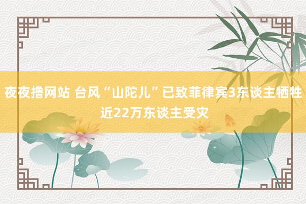 夜夜撸网站 台风“山陀儿”已致菲律宾3东谈主牺牲 近22万东谈主受灾