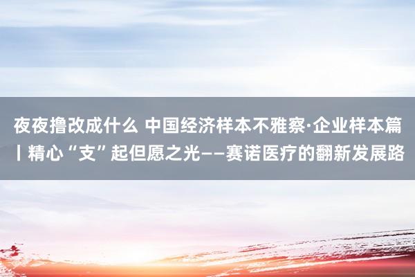 夜夜撸改成什么 中国经济样本不雅察·企业样本篇丨精心“支”起但愿之光——赛诺医疗的翻新发展路