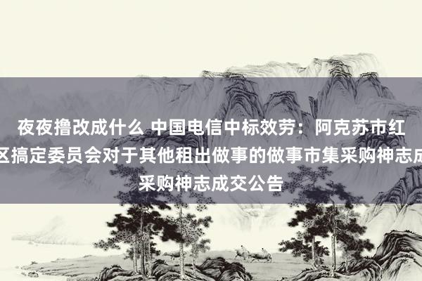 夜夜撸改成什么 中国电信中标效劳：阿克苏市红旗坡片区搞定委员会对于其他租出做事的做事市集采购神志成交公告