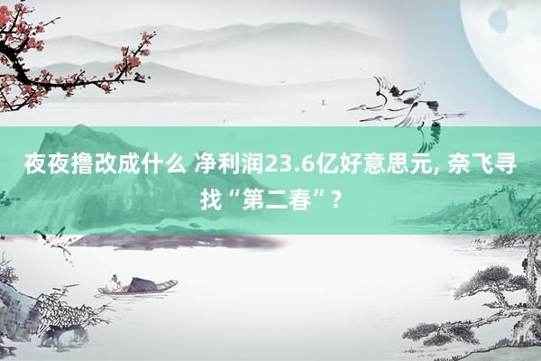 夜夜撸改成什么 净利润23.6亿好意思元， 奈飞寻找“第二春”?