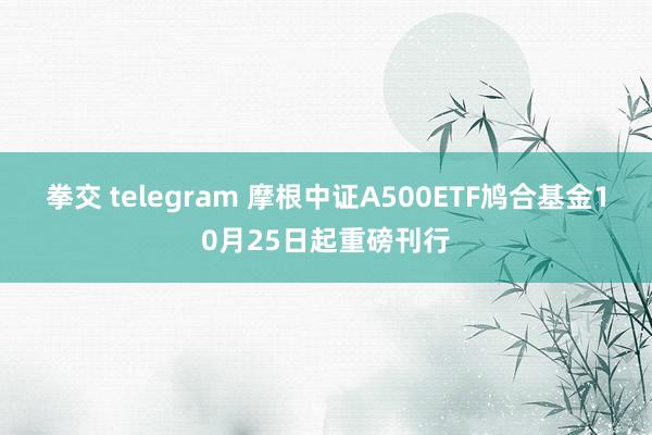 拳交 telegram 摩根中证A500ETF鸠合基金10月25日起重磅刊行