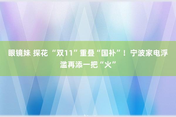 眼镜妹 探花 “双11”重叠“国补”！宁波家电浮滥再添一把“火”