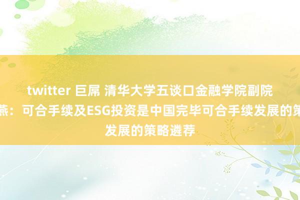 twitter 巨屌 清华大学五谈口金融学院副院长张晓燕：可合手续及ESG投资是中国完毕可合手续发展的策略遴荐