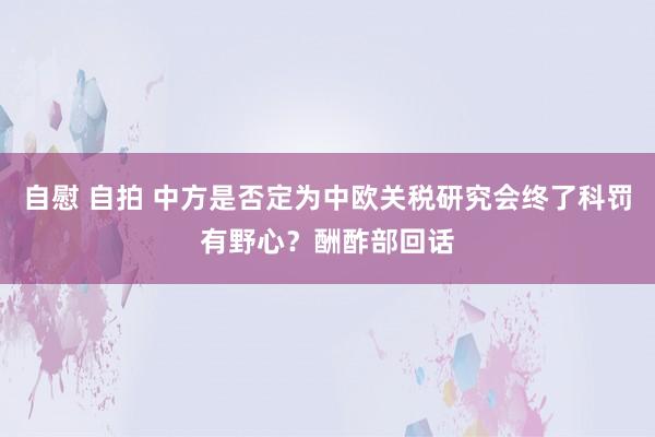 自慰 自拍 中方是否定为中欧关税研究会终了科罚有野心？酬酢部回话