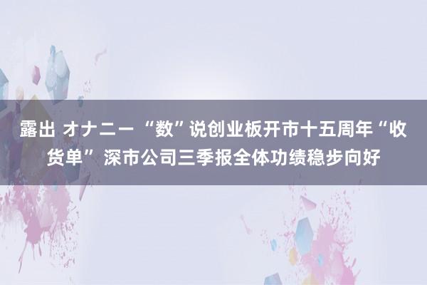 露出 オナニー “数”说创业板开市十五周年“收货单” 深市公司三季报全体功绩稳步向好