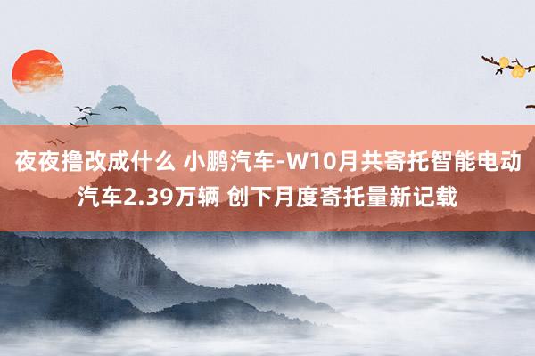 夜夜撸改成什么 小鹏汽车-W10月共寄托智能电动汽车2.39万辆 创下月度寄托量新记载