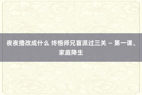 夜夜撸改成什么 终悟师兄盲派过三关 — 第一课、家庭降生