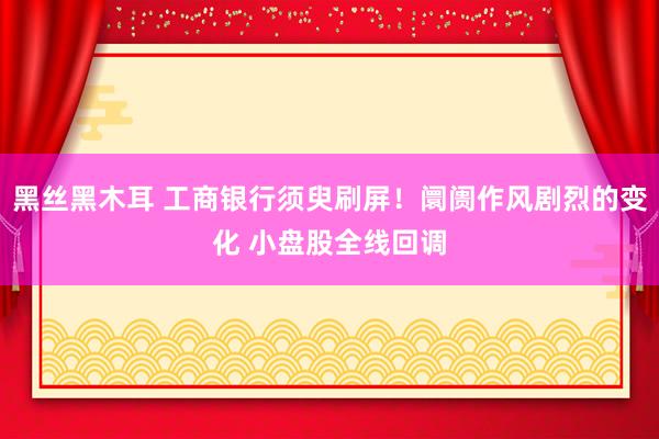 黑丝黑木耳 工商银行须臾刷屏！阛阓作风剧烈的变化 小盘股全线回调