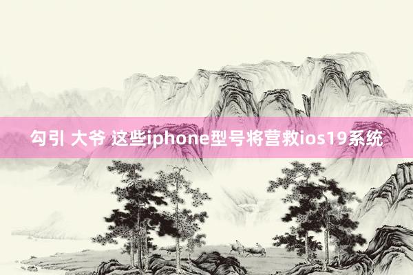 勾引 大爷 这些iphone型号将营救ios19系统