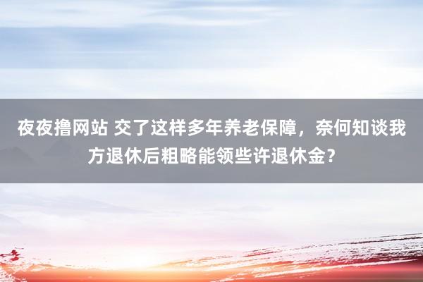 夜夜撸网站 交了这样多年养老保障，奈何知谈我方退休后粗略能领些许退休金？